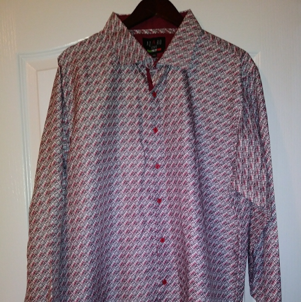 Azaro Uomo mens button down long sleeve shirt